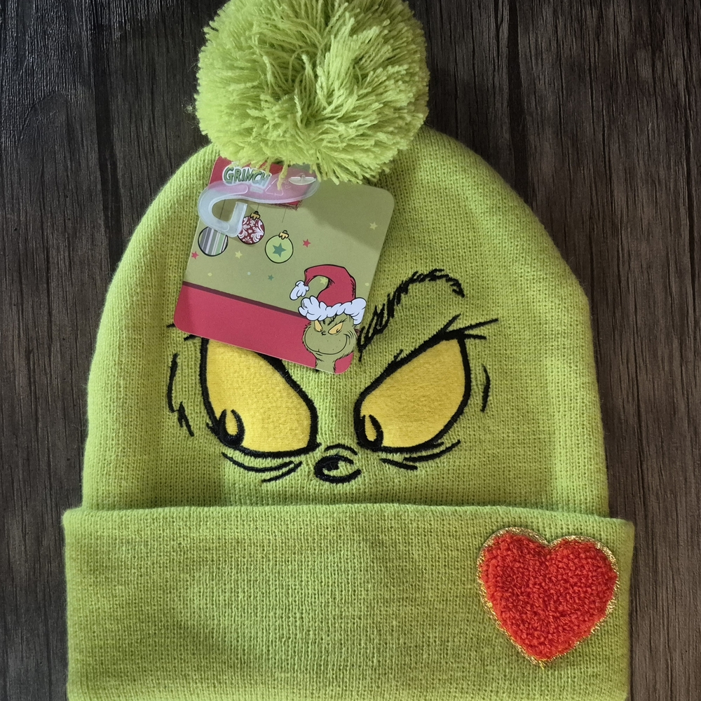 The Grinch OSFM Beanie with Pom Pom - Green and Red NEW NWT